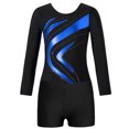 thumbnail image 3 of Loodgao Justaucorps de Danse et Gymnastique pour Filles Manches Longues Col Rond avec Short Bleu Royal 6, 3 of 6
