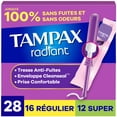 thumbnail image 2 of Tampax Radiant Tampons Multipack, with LeakGuard Braid, Regular/Super Absorbency, Unscented, 2 of 24