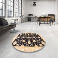 thumbnail image 3 of Ahgly Company Tapis d'Intérieur Ronds Abstraits Brun Or de Style Oriental, 4 Pieds Rond, 3 of 6