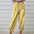 thumbnail image 2 of Timegard Womens Cotton Linen Pants Elastic Waisted Drawstring Cinch Bottom Button Casual Loose Pants, 2 of 7