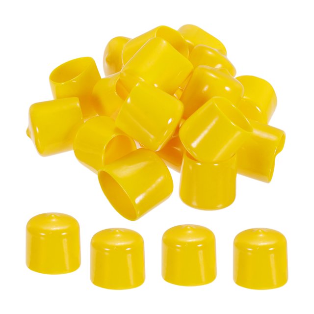 Unique Bargains 30 Pcs Capuchons d'Extrémité en Caoutchouc 25mm Couvre-Vis en PVC Vinyle Protecteur de Filetage de Vis Capuchons Ronds pour Tablette en Fil Jaune