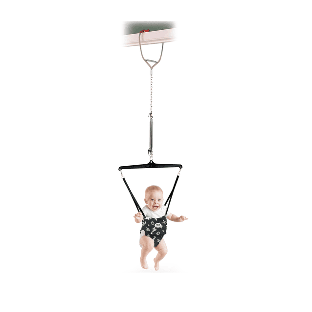 Jolly Jumper Iconic - Original Baby Exerciser with Door Clamp – Black Safari Saddle | Develop Balance, Coordination & Muscle Strength | 100% Canadian Owned