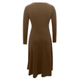 thumbnail image 5 of Robes Brunes pour Femmes Couleur Unie à Manches Longues Robe en Dentelle Patchwork Grande Taille Col Rond Ajustée et Évasée Tendance Vacances Robe Décontractée Maxi Mode Quotidien Blouse Trapèze Dos Nu Robe Plissée, TTG, 5 of 5