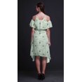 thumbnail image 3 of Bimba Robe Droite à Épaules Dénudées Style Chic Imprimé Oiseau Vert pour Femmes Tunique d'Été - X-Small, 3 of 6