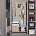 thumbnail image 3 of Entryway Metal Cabinets Shelf Storage Coat Rack,Garment Rack Shoe Bench with 2 Wood Drawers and Hooks, 3 of 8