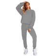 thumbnail image 3 of Innerwin Two Piece Outfit Drawstring Women Jogger Set Sports Long Sleeve Beam Foot Sweatsuits Grey S, 3 of 7