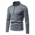 thumbnail image 2 of CEHVOM Men Placket Zipper Design Solid Casual Turtleneck Base Pollover Shirt Blouse Sales, 2 of 8