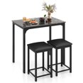 thumbnail image 1 of Gymax 3 PCS Counter Height Dining Set Faux Marble Table and 2 Chairs Kitchen Bar New Black, 1 of 8