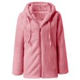 thumbnail image 4 of Womens Fuzzy Fleece Jackets 2023 Clearance Solid Zipper Sharpa Coat Fall Winter Warm Thick Hooded Jacket with Pockets, 4 of 6