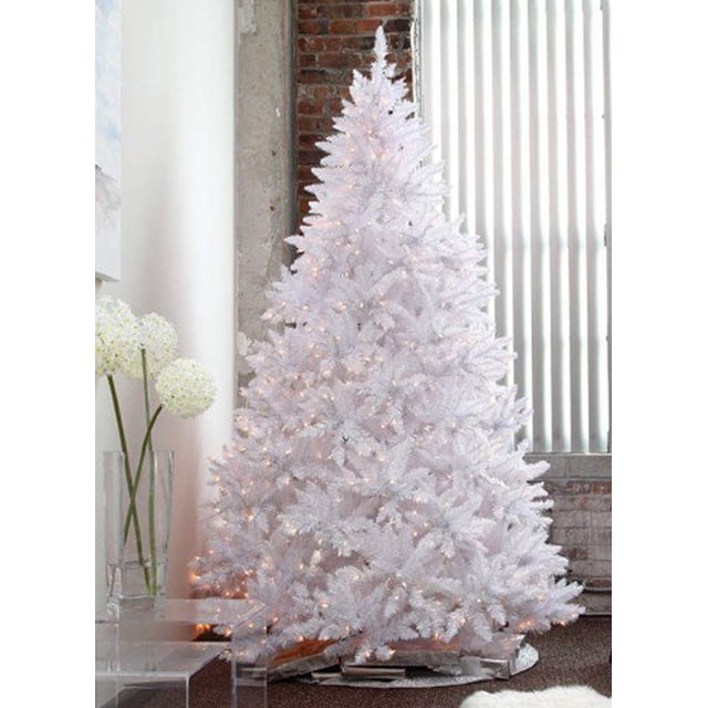 8 Foot Pre-lit Sparkling White Christmas Tree