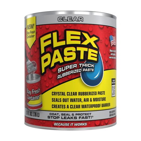 Flex Paste, Waterproof Paintable Putty, Spackle Sealant, Fill Gaps Cracks Holes - Block Out Water and Air - UV Resistant - Walls, Drywall, EPDM, Concrete, Roof, RV Repairs, Clear,