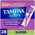 thumbnail image 2 of Tampax Radiant Tampons avec Tresse Anti-Fuites, Absorption Super, Non Parfumés, 2 of 23
