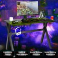 thumbnail image 3 of Goplus X-Shaped Gaming Desk & Racing Style Massage Chair Set Home Office Black+White, 3 of 10
