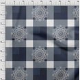 thumbnail image 4 of oneOone Cotton Silk Dusty Blue Fabric Asian Block With Check Craft Projects Decor Fabric Printed By The Yard 42 Inch Wide, 4 of 4