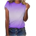 thumbnail image 1 of Yuyuzo T-Shirts à Manches Courtes pour Femmes, Chandails à Col Rond, Hauts d'Été à Dégradé de Couleurs, Grande Taille, 1 of 3