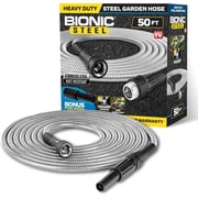 Bionic Steel 50 Foot 5/8 inch 500 PSI Kink Free Stainless Steel Garden Hose Easy Coil Storage