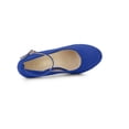 thumbnail image 4 of BLISSFUL STEP Chaussures pour Femmes Bout Rond Talon Aiguille Bride à la Cheville Escarpins Bleu Foncé 6,5, 4 of 7