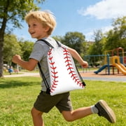 ZZkhGO Ball-Themed Kids' Party Drawstring Backpack Pouch, Polyester Birthday Gift Bag with Quilted Design, Multicolor Sport Backpack for School Travel