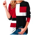 thumbnail image 1 of Yuyuzo Chemises pour Femmes Manches Longues Col Rond Mode Patchwork Color Block Hauts Décontractés Chemises Amples, 1 of 5