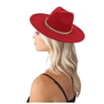 thumbnail image 4 of Aocisk Chapeau Fedora Élégant pour Hommes et Femmes, Grand Bord, Été, Plage, Robe, Accessoire de Tête, Rouge, M, 4 of 4