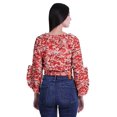 thumbnail image 2 of Moomaya Haut Court Imprimé pour Femmes Style Enveloppant Manches Longues à Volants Blouse d'Été Décontractée, 2 of 5
