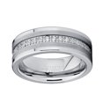 thumbnail image 3 of Bague Alliance Éternité pour Homme en Tungstène Zircon Cubique Argent 8 mm, 3 of 8
