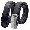 thumbnail image 1 of 2 Pack Leather Ratchet Belt for Men Adjustable Dress Belts with Click Sliding Buckle, 1 of 9