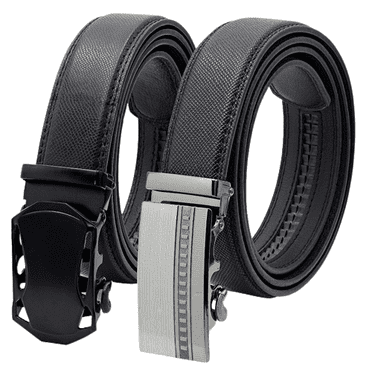Lot de 2 Ceintures à Cliquet en Cuir pour Hommes, Ceintures Habillées Ajustables avec Boucle Coulissante à Clic