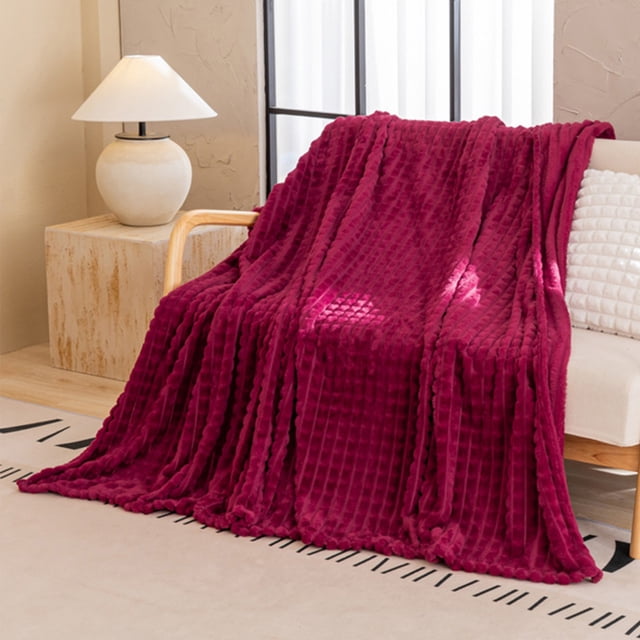 Imitation Rabbit Fleece Blanket,Double Layer,Thickened Solid Color,Office Nap Blanket,Comfortable,Home Decor,Warmth,Softness,Fall Collection,PENDANE,Red
