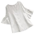 thumbnail image 2 of Hauts d'Été Grande Taille pour Femmes Mode Couleur Unie Col Rond Manches Courtes T-Shirt Assorti Col en V Femmes en Solde, 2 of 9
