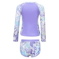 thumbnail image 2 of renvena Kids Girls Floral 2 Pcs Rash Guard Sets Zip Neck Swim Shirts With Shorts Swimsuits Lavender 8Y, 2 of 7