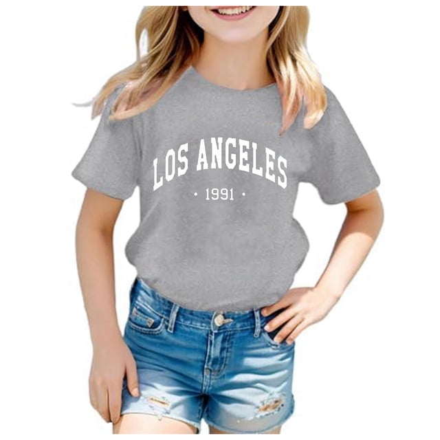 Kcodviy Chemises pour Adolescentes Enfants Filles Manches Longues Chemises Unies Garçons Filles Décontracté Col Rond Tout-Petit T-Shirt Tech Col Manches Courtes Lettre T-Shirt Tout-Petit Hauts