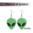 thumbnail image 4 of CIMAXIC Creative Novel Earrings Exaggerated Alien Acrylic Ear Drop Personalized Ear Dangle (Green),2.24"X1.14"X0.2", 4 of 4