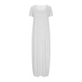 thumbnail image 3 of Annhoo Robes d'Été Grande Taille pour Femmes Col Rond Manches Courtes Robe Maxi Décontractée Ample Couleur Unie Longue Robe, 3 of 5