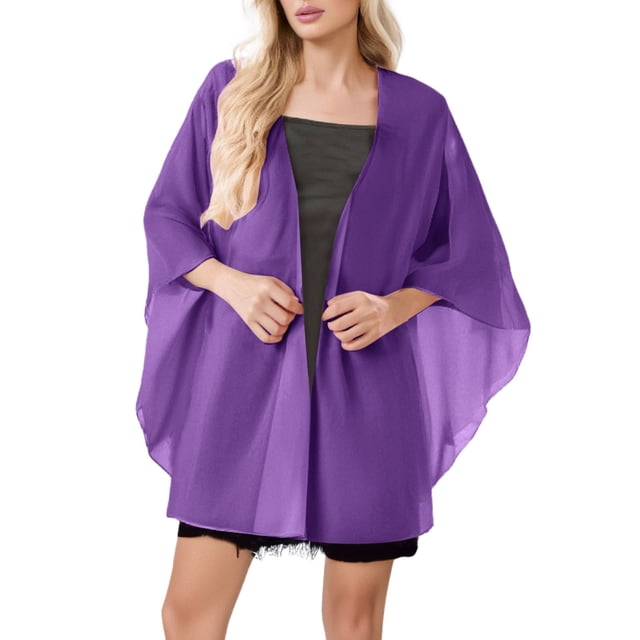 Layer Chiffon Shirt Thin Breathable Shawl Bride Matching Dress Evening Dress Blouse Solid Color