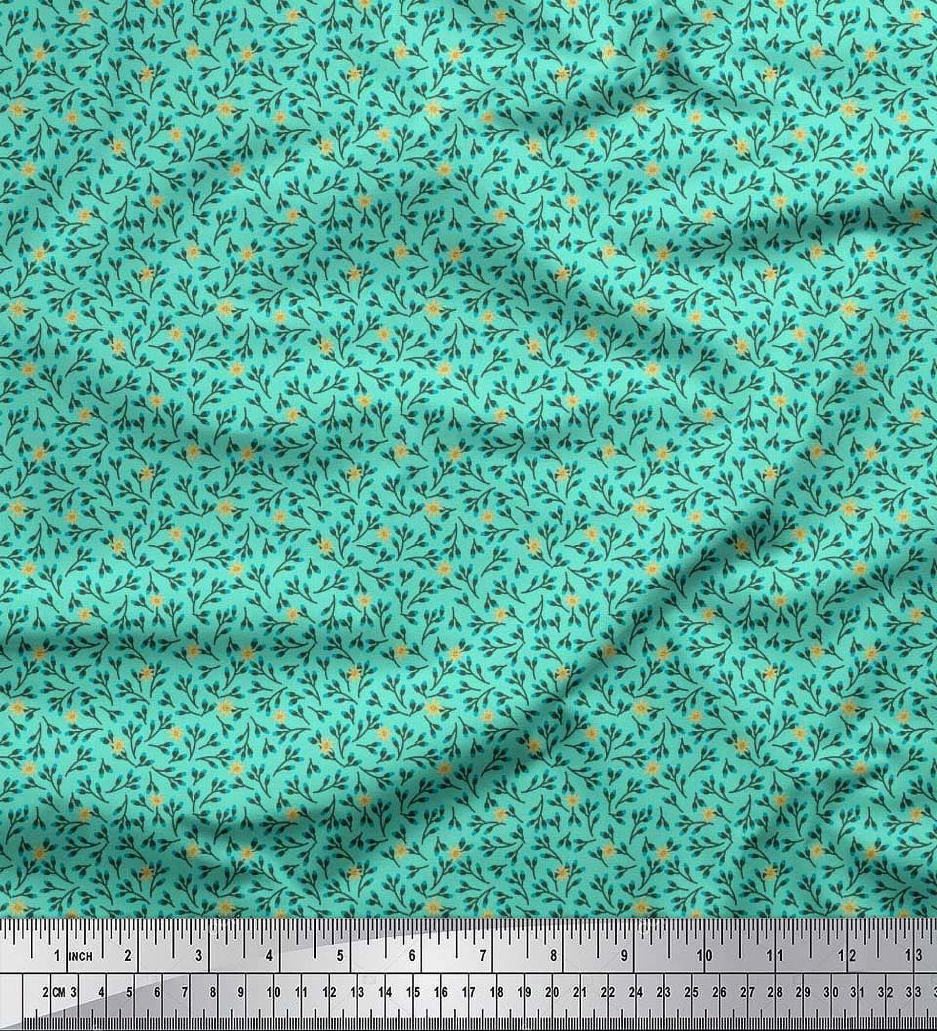Soimoi Silk Fabric Flower Artistic Print Fabric by The Yard 42 Inch Wide