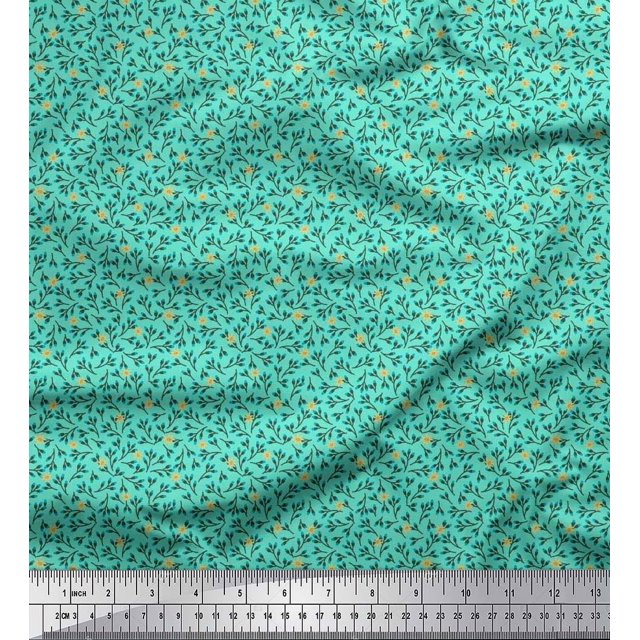 Soimoi Moss Georgette Fabric Flower Artistic Fabric Prints by Yard 42 Inch Wide