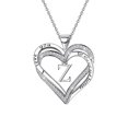 thumbnail image 4 of Ladies Double Heart Diamond Necklace With 26 English Letters Couple Necklace, 4 of 8