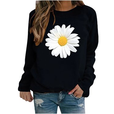Hauts d'Hiver pour Femmes Hauts Décontractés d'Hiver pour Femmes Chandail en Molleton à Imprimé Marguerite Blouse Tee Chandail Hauts Décontractés pour Femmes