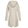 thumbnail image 2 of Women's Rain Jacket Womens Solid Color Rain Jacket Outdoor Hoodie Windproof Long Coat, 2 of 3