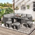 thumbnail image 3 of AECOJOY 7 Pieces Patio Furniture Set PE Rattan Outdoor Dining Set Sectional Sofa Couch with Table Patio Conversation Set in Grey, 3 of 6