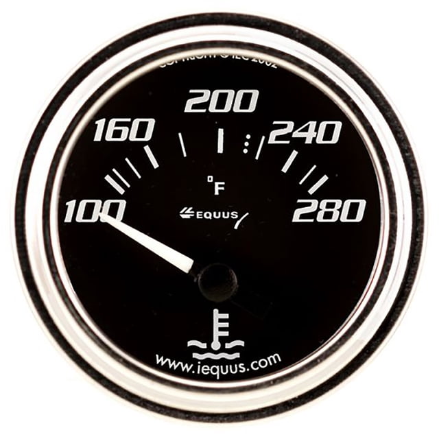 Equus 7262 2-1/16" Electric Water Temperature Gauge, Chrome with Black Dial
