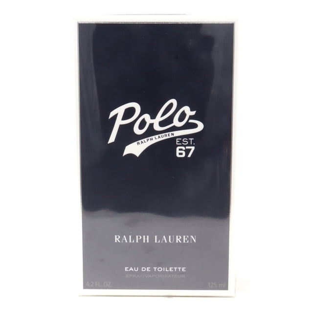 Ralph Lauren Polo 67 Eau De Toilette Spray For Men 125ml, a bold woody-citrus fragrance with pineapple, bergamot, sage, and vetiver notes. Packaged in a navy blue box with white text, including the Polo 67 logo and Ralph Lauren branding. Suitable for men seeking a vibrant, masculine scent.