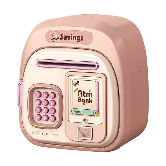 Pink Fingerprint Password Safe Box For Kids Large Capacity Money Bank With Biometric Lock Usb Rechargeable Coin Cash Storage For Teens Boys Girls Home Security Safe