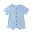thumbnail image 4 of Baby Boy Girl Round Neck Short Sleeve Romper Button Front Unlocked  Summer Playsuit, 4 of 5