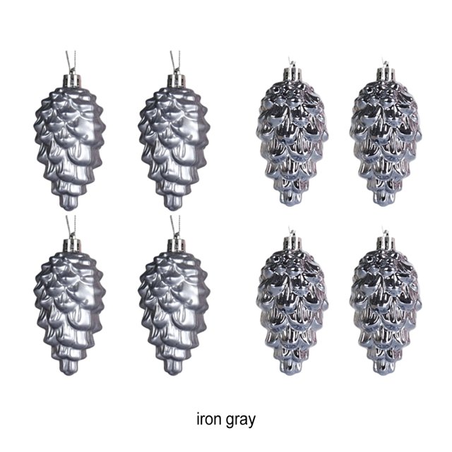 Ruiboury 8pcs Unique Christmas Tree Decorations Plastic Pine Cone Pendant Plastic Pine Tree Hanging ABS Christmas Decorations Dark Grey 1Set