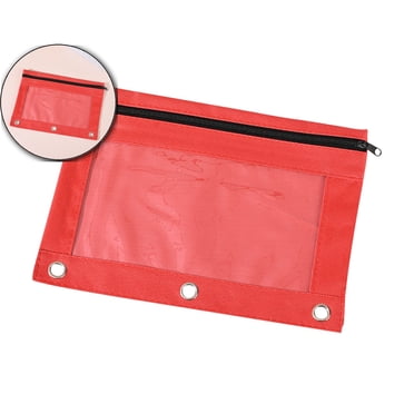 Dvruxg Stationery Pouch for 3 Ring Binder, 3-Holes Zipper Pouch, Sturdy and Durable Cloth Case with Clear Window for Office Supplies