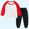 thumbnail image 2 of Survêtement pour Enfants, Haut à Manches Raglan et Col Rond avec Pantalon Jogger à Taille Élastique, Mélange Doux Polyester-Spandex pour un Jeu Confortable et un Usage Quotidien, 2 of 5