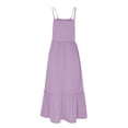 thumbnail image 4 of Womens Fashion Round-Neck Sling Sleeveless Solid Pockets Patchwork Pullover Dress, 4 of 5