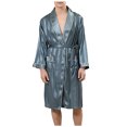 thumbnail image 2 of LSLJS Hommes Uni Décontracté Manches Longues à Lacets Rayé Maison Poche Longue Robe de Pyjama Shorts, Peignoirs Cadeaux pour Hommes, 2 of 6
